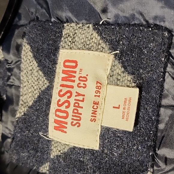 MOSSIMO SUPPLY CO blue and grey wool feeling jacket Large - Picture 5 of 11